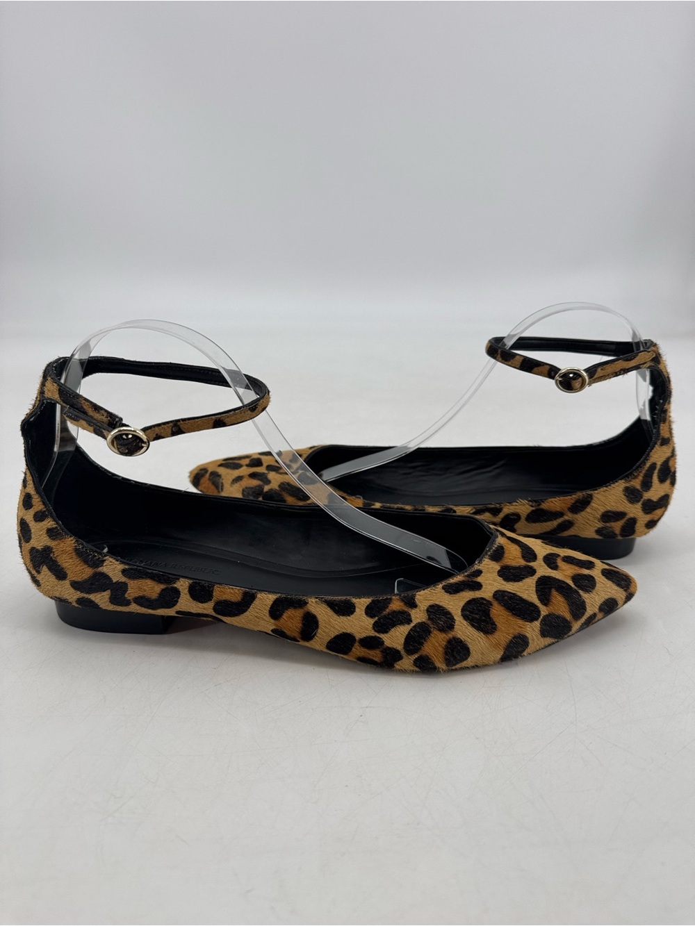 Banana Republic Classic Leather Calf Hair Leopard Print Pointed Toe Ballet Flats